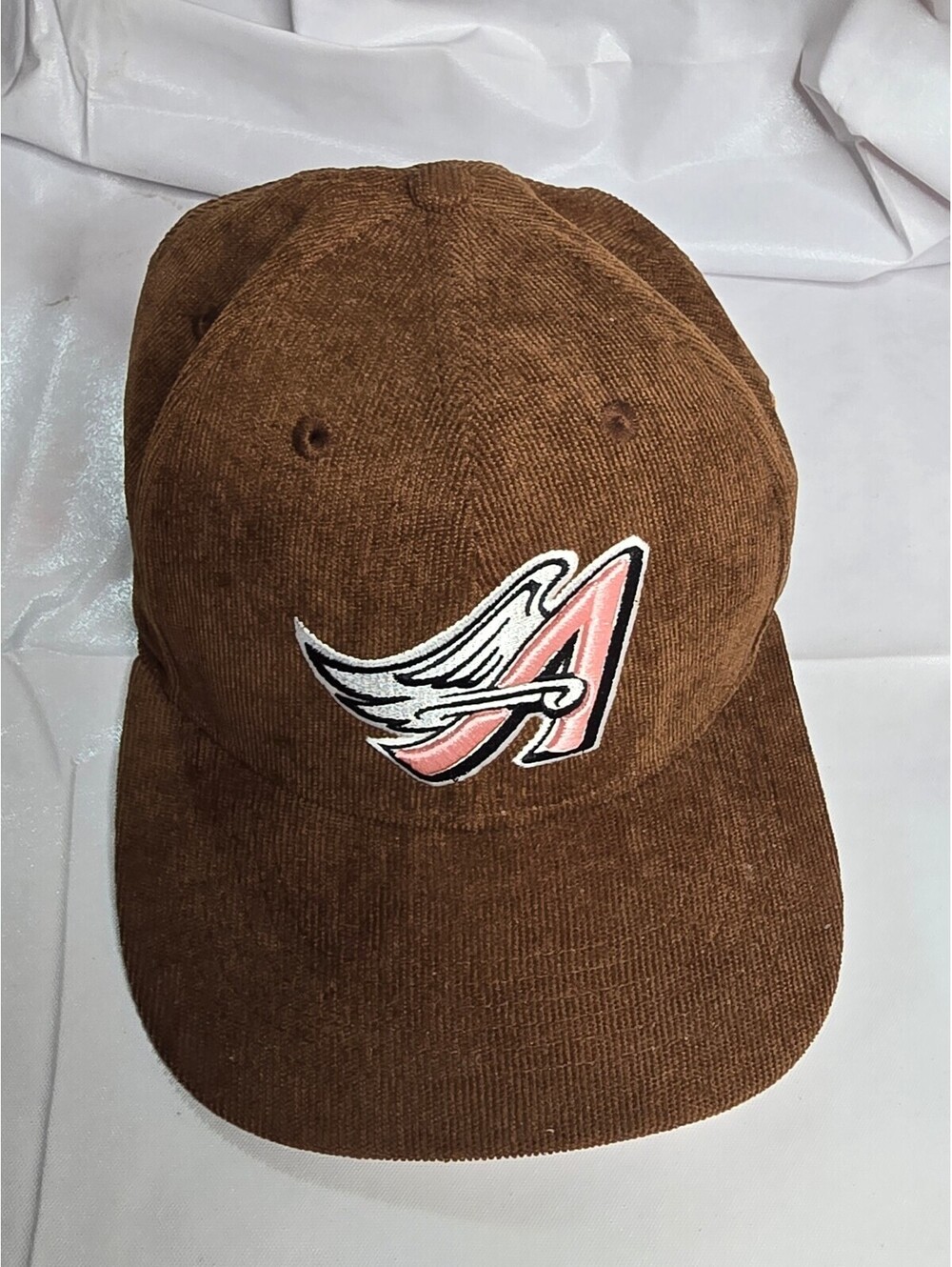 Vintage Anaheim Angels Corduroy Baseball Cap Brown Pink MLB